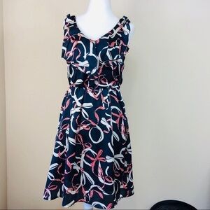 H&M Women's Red White Blue Ruffle V-Neck Dress 4